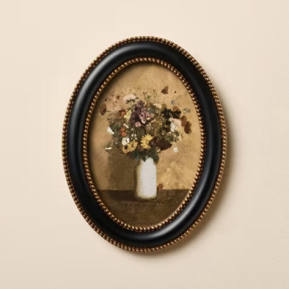 Hearth & Hand Black and Gold Framed Floral Art